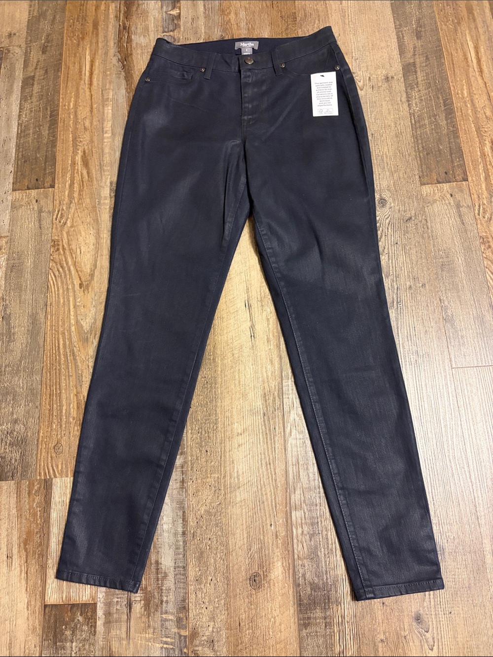 Martha Stewart Coated Skinny Jeans Black Size 0